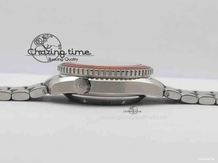 0110 Sophisticated Planet Ocean Master Chronometer Chrono SS OM 1:1 Best Edition Orange On SS Bracelet A 8156